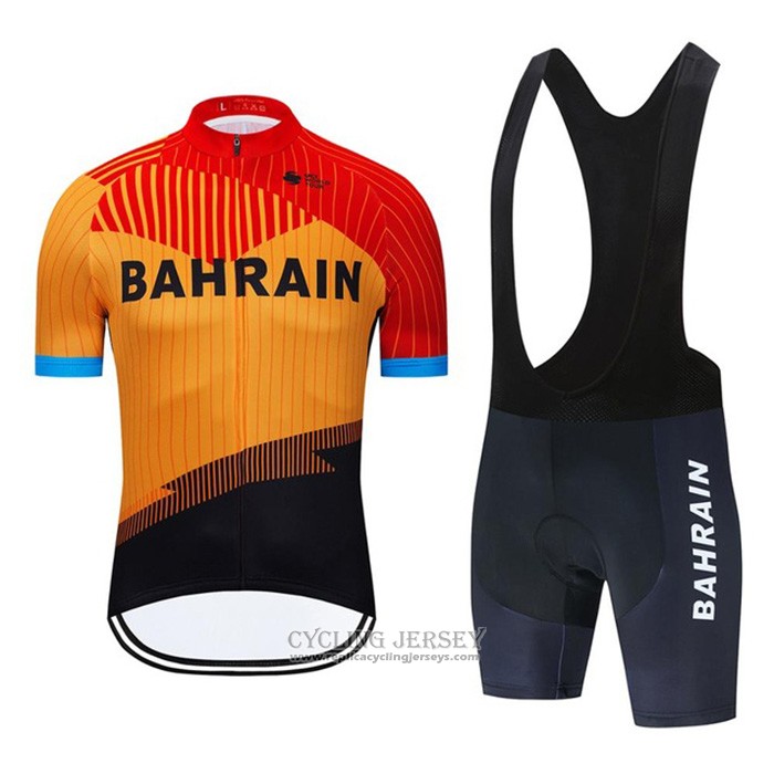 2020 Cycling Jersey Bahrain Orange Black Short Sleeve And Bib Short